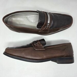 SANDRO MOSCOLONI MENS 12 D BROWN LEATHER COMFORT BIT LOAFERS APRON TOE